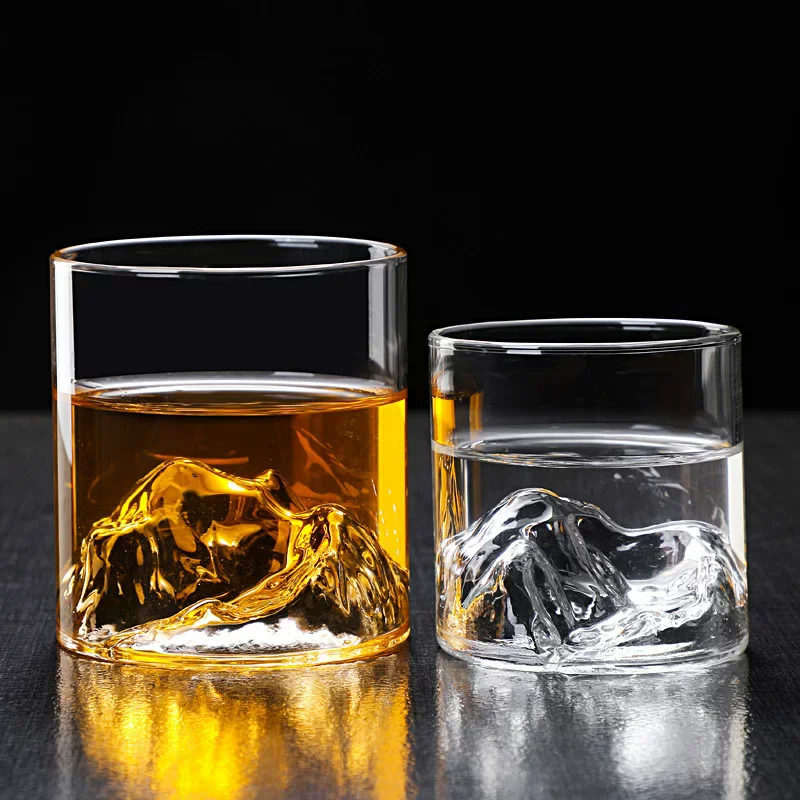 Japanese Glass Glacier Mountain Teacup Mt. Fuji Heat-resistant Glass Teacup Office Handy Retro Wine Glass Whisky Cup Home 6PCS