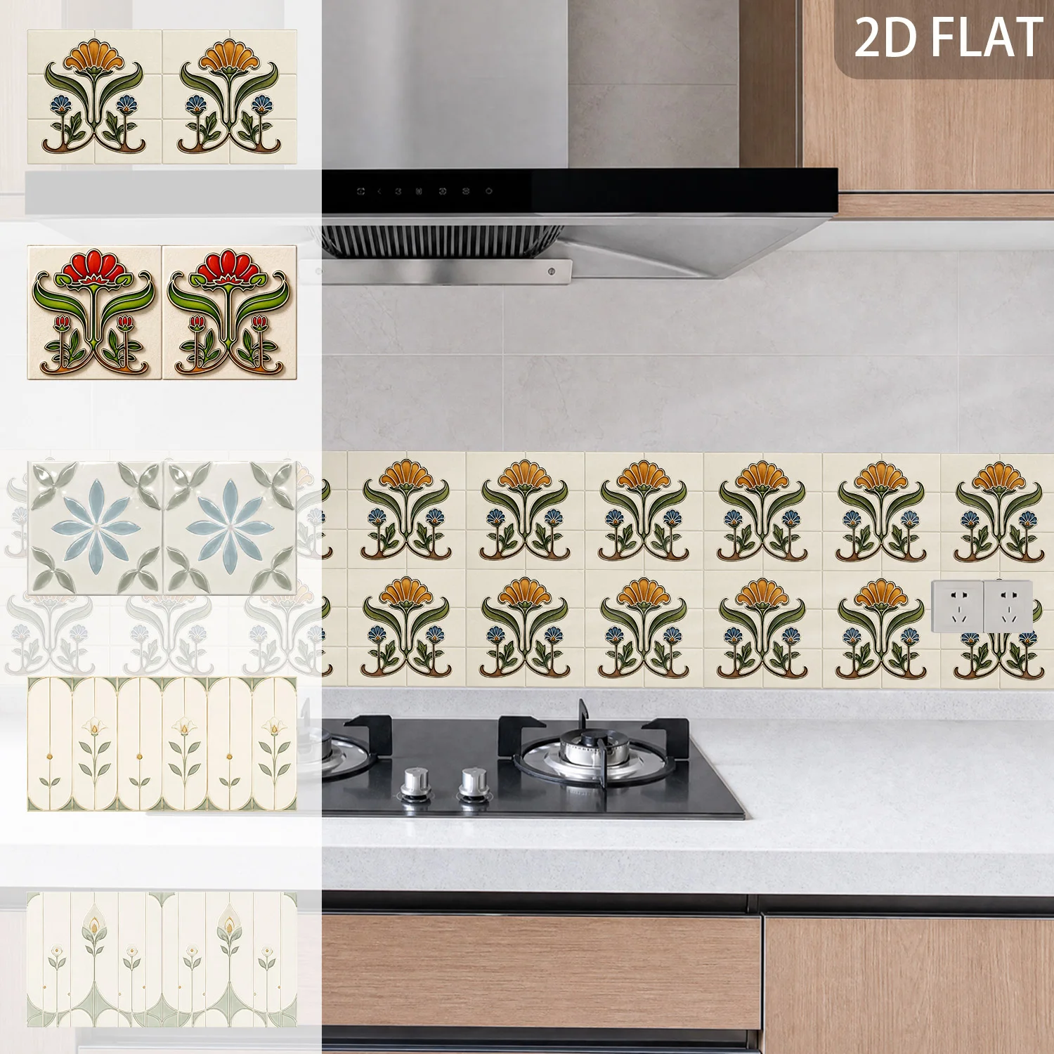Ornate Art Nouveau Tile Stickers 5.5x11 Inch Self Adhesive Waterproof Kitchen Bathroom Wall Refurbishment Decals