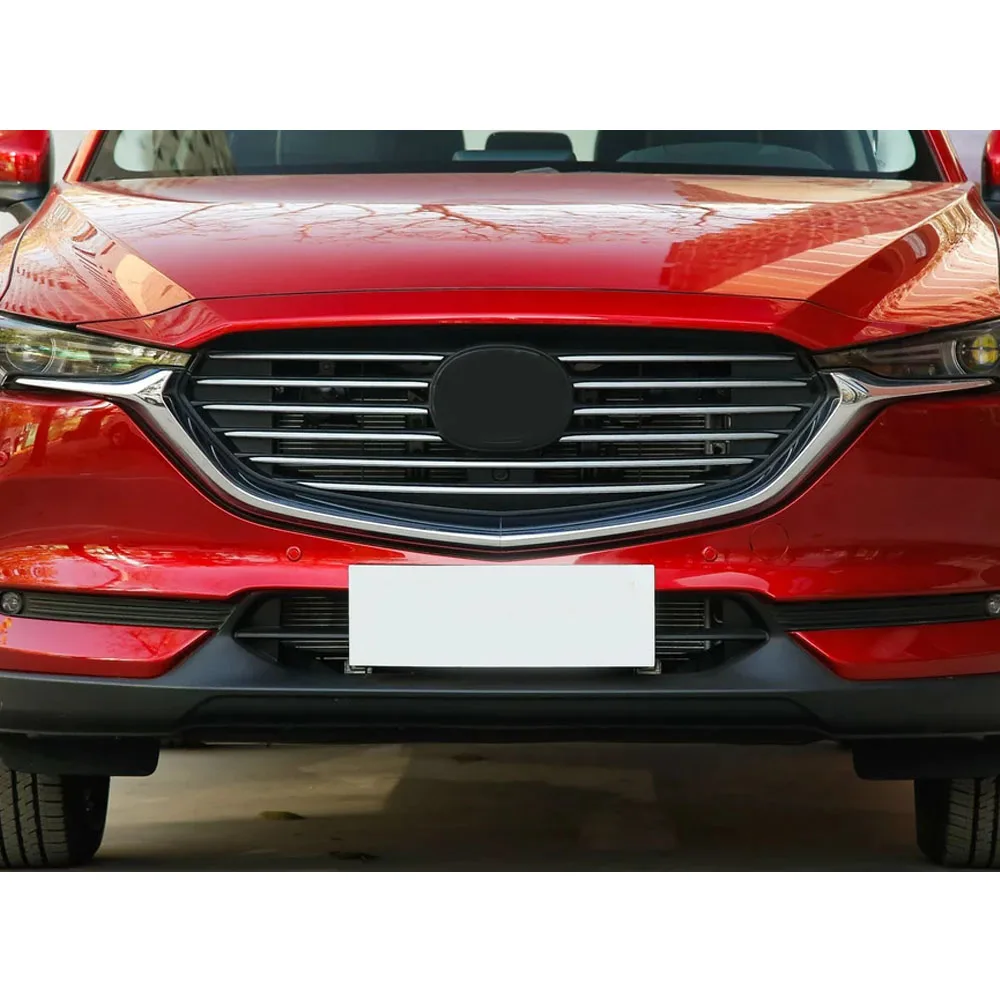 Car Body Styling Cover Protect Detector ABS Chrome Trim Front Up Grid Grill Grille Racing For Mazda CX8 CX-8 2017 2018 2019 2020