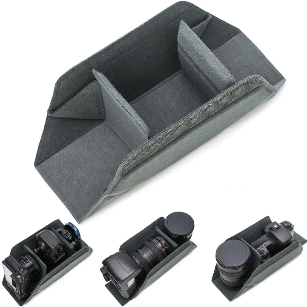 Foldable Camera Lens Inner Bag Shock-proof Moisture-proof SLR Liner Bag Padded Compartments Interior Dividers DSLR Insert Bag