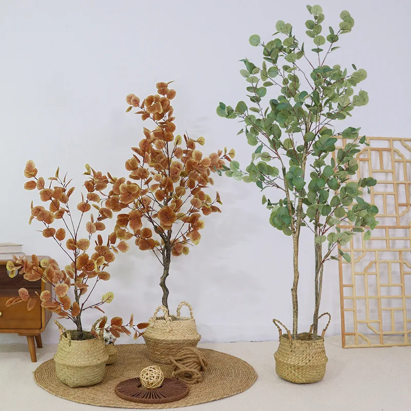 90/120/140cm Artificial Eucalyptus Tree Faux Plant Bonsai Simulation Money Leaf Potted Home Office Decor Housewares Gift