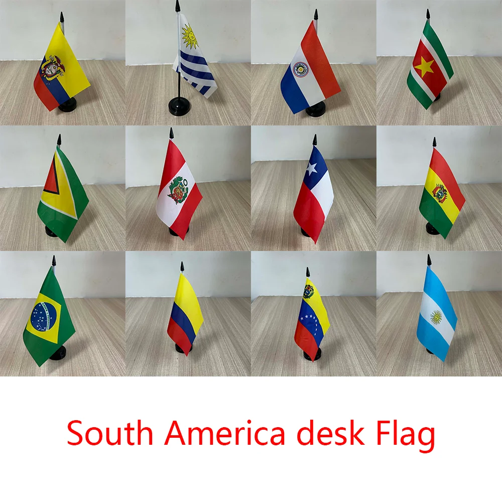 14x21cm Office Desk Flag of all South America Flag polyester Flag South America flag of the world Desk flag for decoration