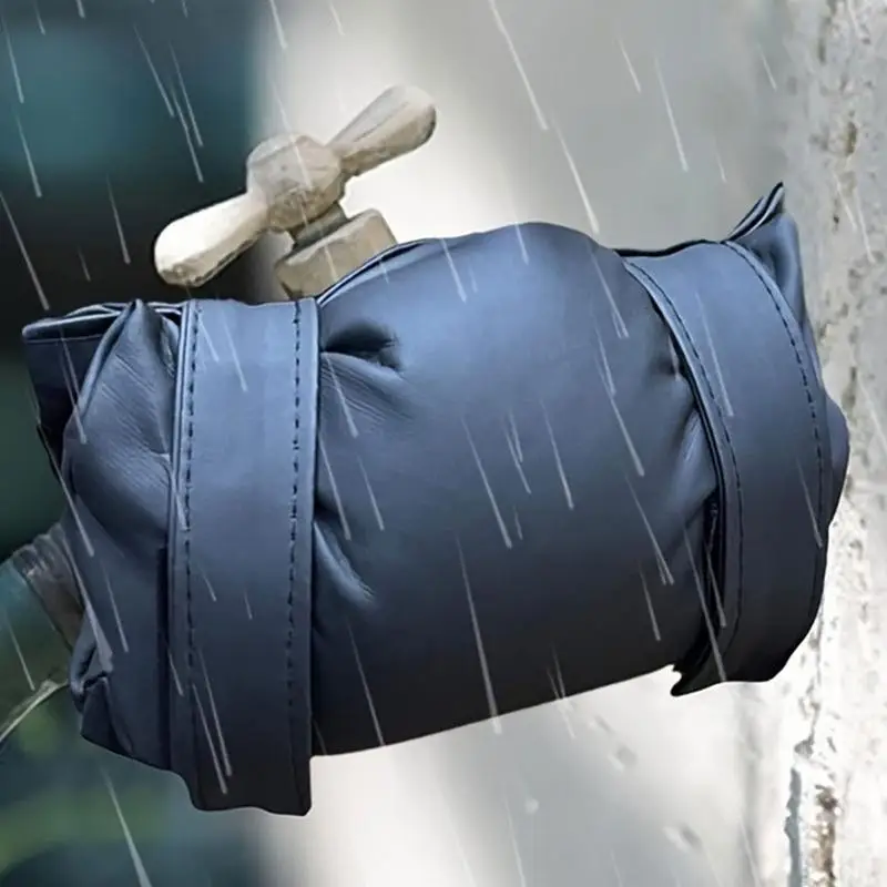 Waterproof Outdoor Winter Faucet Covers Reusable Pipe Insulation PU Leather Insulated Faucet Socks Reusable water Tap Protector