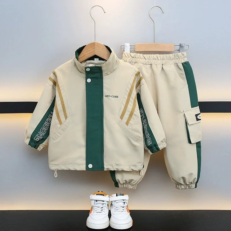 2026 Children's Autumn Suit New Boys' Charge Coat Handsome Middle and Big Boys' Sportswear Coat Pants Two Piece Set 2-12Y