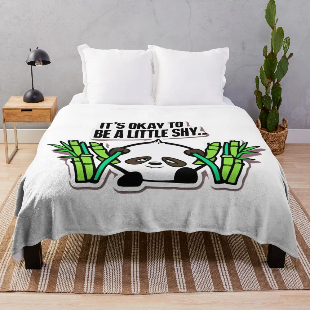 Shy Panda Comic-Style Peek-a-Boo Throw Blanket blankets and throws Thin Bed covers Blankets