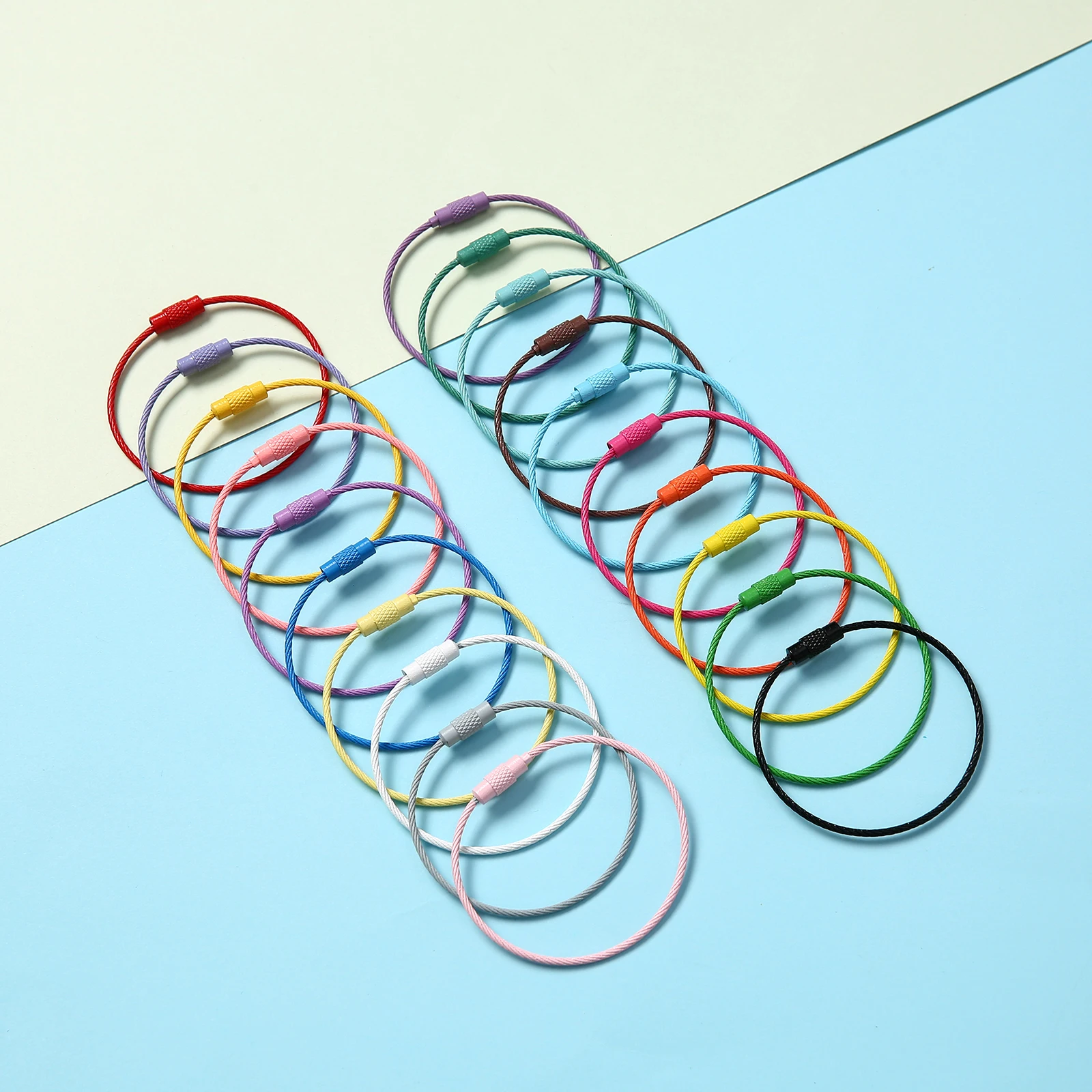 Colorful Stainless Steel Wire Keychain Ring, Outdoor Tool