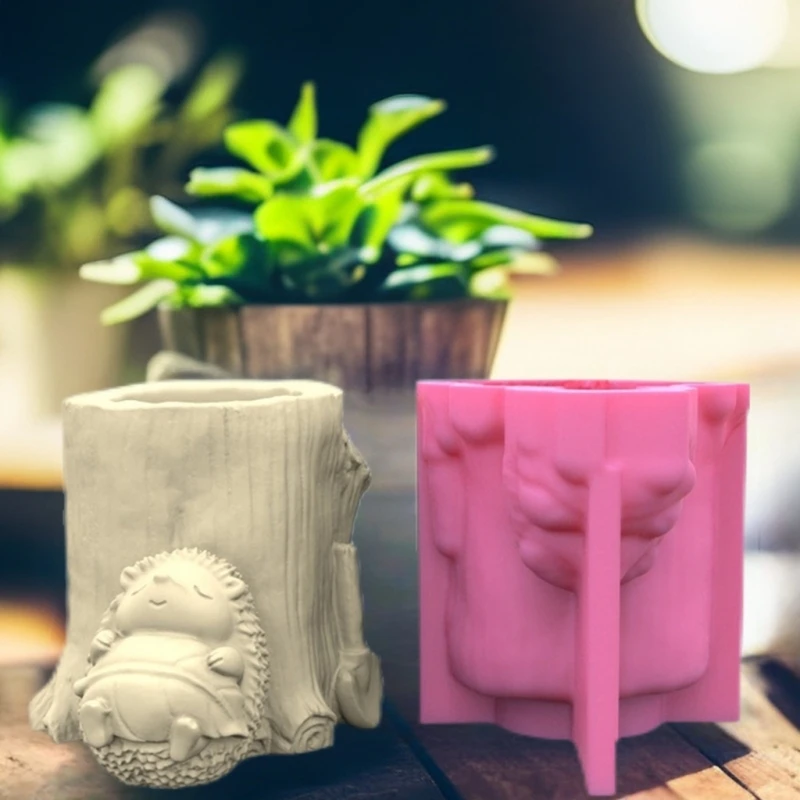 

Hedgehog Gypsum Flower Pot Silicone Resin Mold Epoxy Resin Casting Mold Succulent Vase Cement Mold Holder Mold