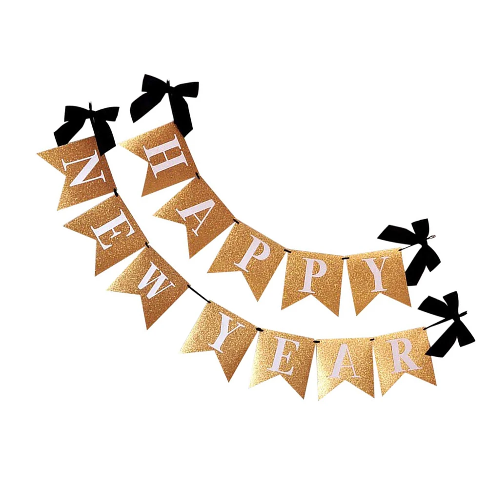

New Year Swallowtail Banner Vintage Decor Hanging Paper Lightweight Festive Party Supplies Eco Friendly ChristmasDecoration