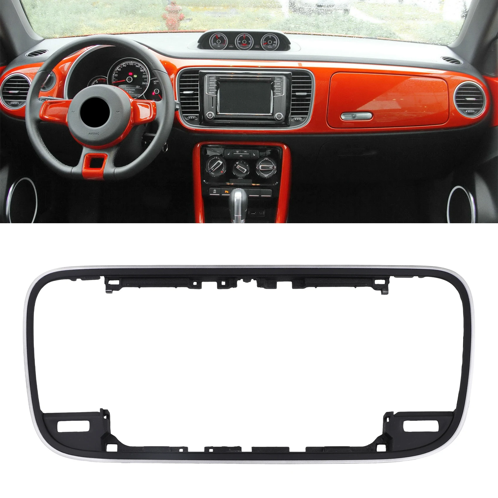 

AUTO Instrument Panel Trim Cover For VW Beetle 2012-2019 5C1858069G Dashboard Center Air AC Vent Frame Chrome Bracket Car Access