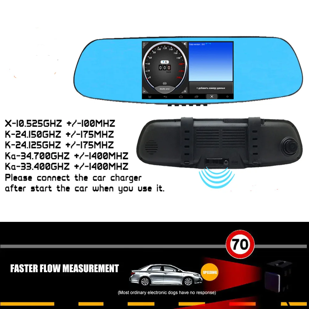 3 in1 Car Reaivew Mirror Speed Detector DVR Dash Cam Video Recorder G-sensor Video Registrator BT WIFI Russian & English