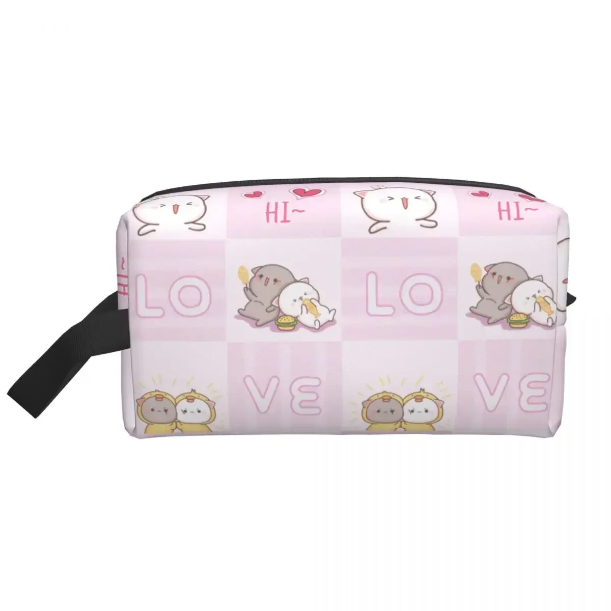 Custom Peach And Goma Mochi Cat Fall In Love Cosmetic Bag Women Kawaii Big Capacity Makeup Case Beauty Storage Toiletry Bags