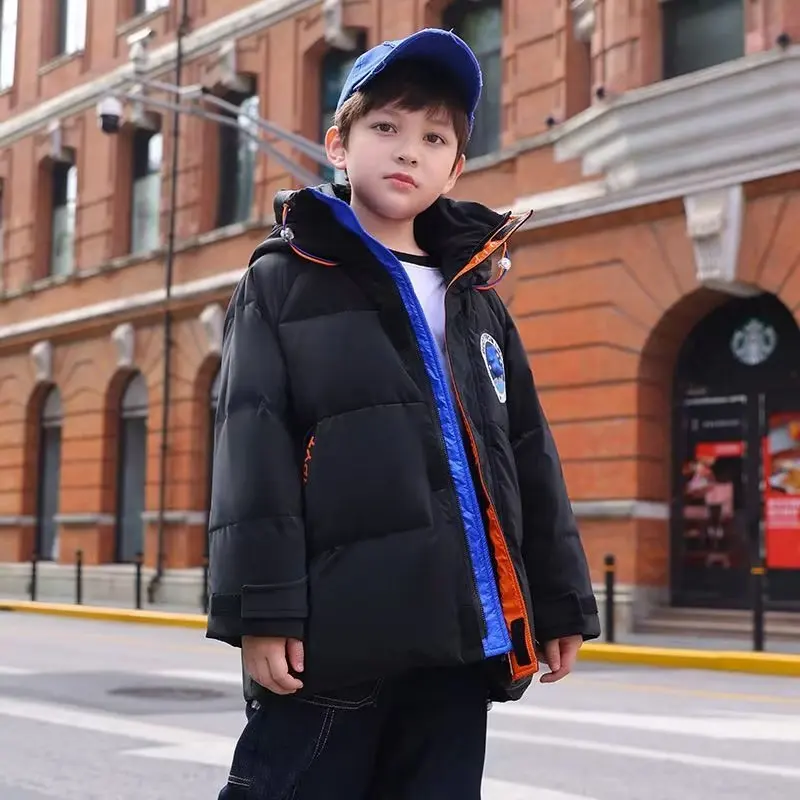 New Boys Down Jacket winter Thick Warm Outerwear Boys Kids -30 Parka hooded snowsuit Teenage 10 12 14 years 2022