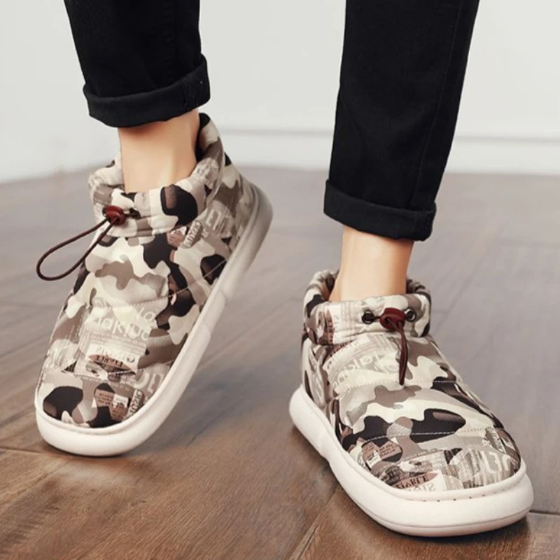 

2025 New Men's Waterproof Fleece Lined Cotton Slippers Winter Indoor Anti Slip Thick Sole Full Coverage Non Slip Warmth Shoes