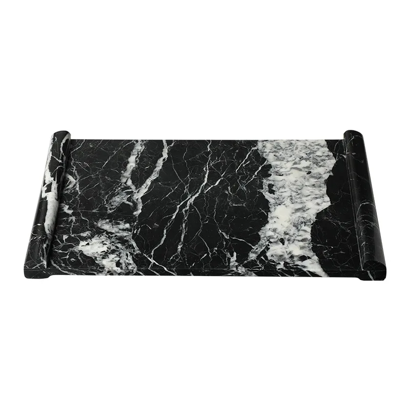 

New Chinese Modern Curling Marble Art Tray Exhibition Hall Office Coffee Table Desk Creative Storage Tray Ornament