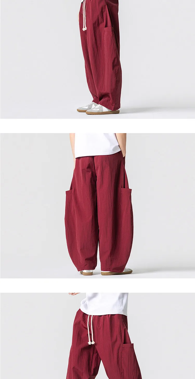 2026 Sommer Herren Jogginghose Haremshose Leichte Hose mit Elastischem Bund Gerade Geschnittene Lockere Jogging-Hose Einfarbige Freizeithose M-5XL – Detail 14