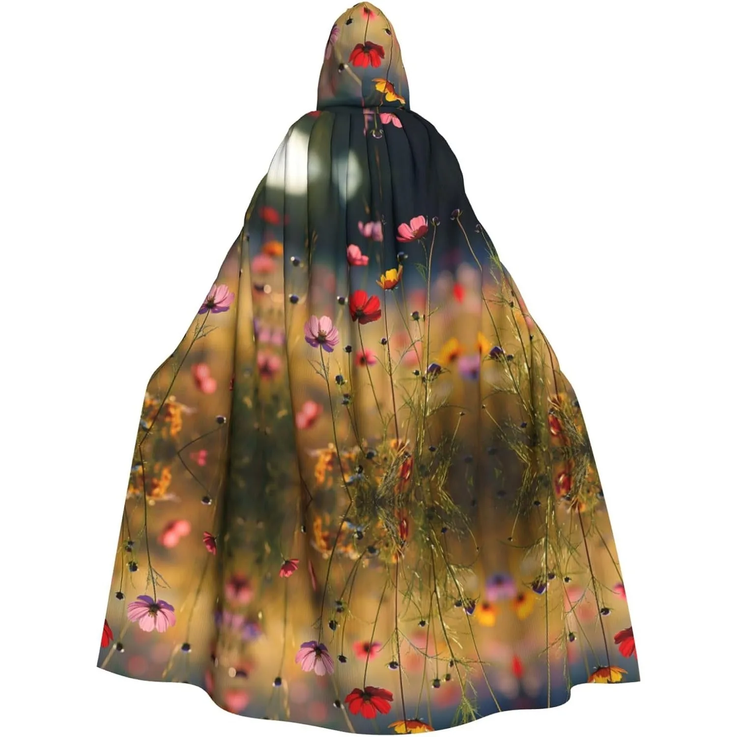 

Bohemian Colored Flower print Adult Hooded Cape Carnival Festival Cape Cosplay Robe Costume party Gothic Carnival