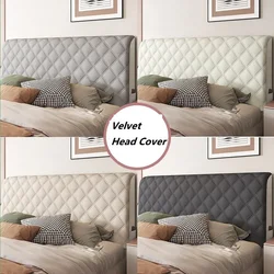 Funda de terciopelo grueso para cabecero de cama, cubierta protectora a prueba de polvo, acolchada, de felpa, todo incluido, Color gris