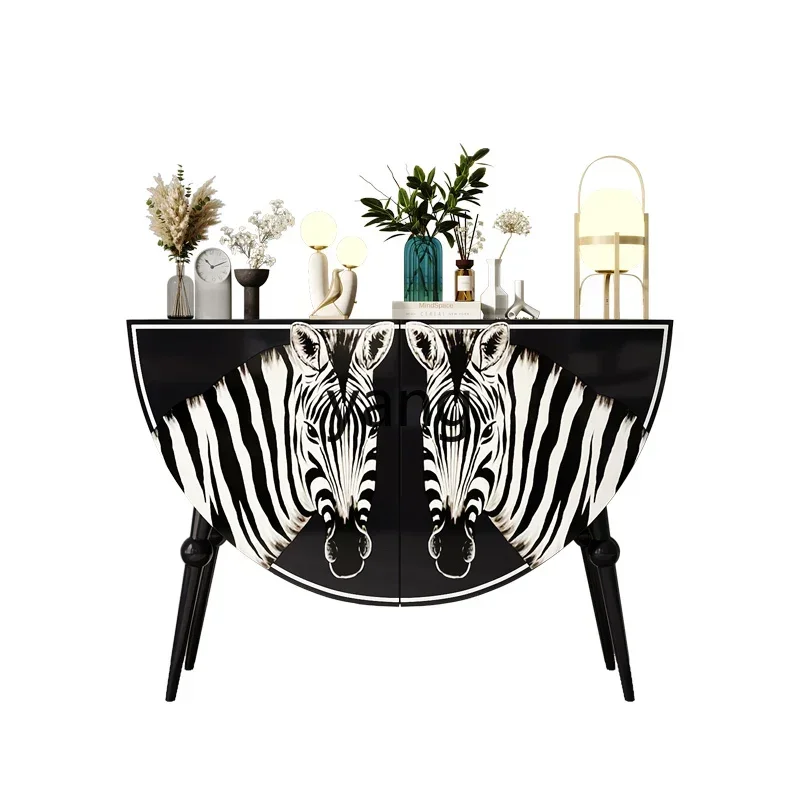 

yjq living room entrance foyer decorative cabinet painted zebra pattern storage cabinet