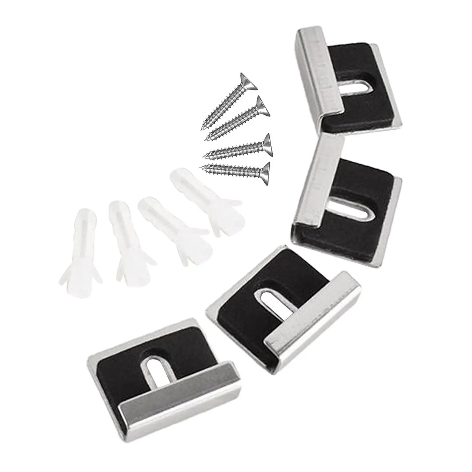 4x Mirror Holder Clips Kits Wall Mounting Mirror Hanger Kits with Fittings Heavy Retainer Clips for Tile Display