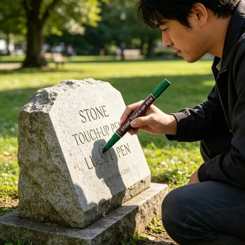 Permanent Stone Marker Paint Pen Ergonomic Stone Paint Pen for Lettering Retouching Coloiring On Gravestone Tombstone
