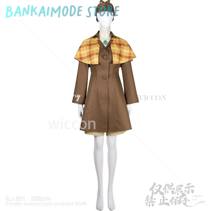 Anime Game Princess 코스프레 Detective Hat Plaid Shawl Fashionable Vintage Uniform Dress Wigs Cute Jirai Kei Girls Kid Customized