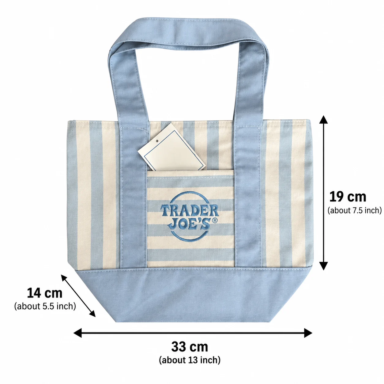 Mini Canvas Tote Bag, Striped Small Handbag with Front Pocket, Casual Everyday Carry Bag