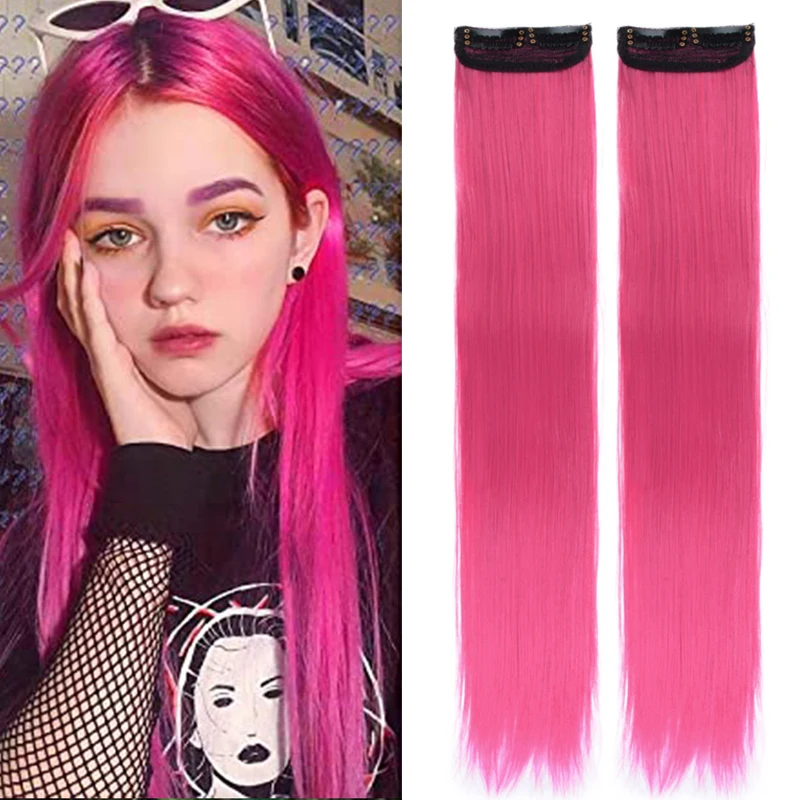 Colorful Synthetic Hair Pieces Clip In on Front High Temperature Fiber Hairpieces Extensions Hair Accessories for Women