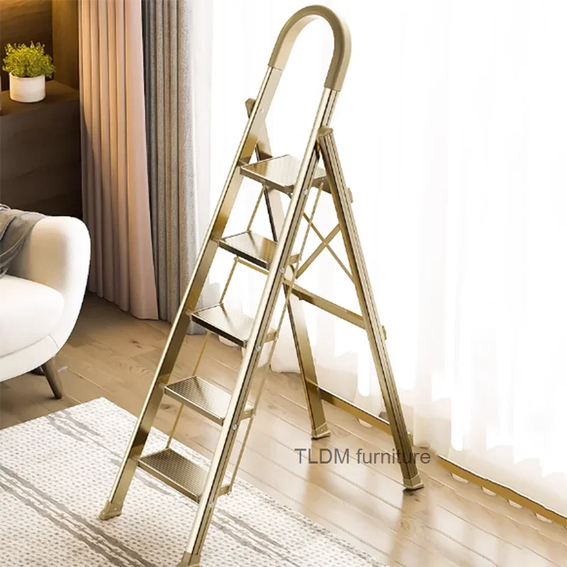 Roof Aluminium Foldable Step Stools Bar Loft Metal Indoor Lightweight Step Ladders Bathroom Quick Escada Dobravel Home Furniture