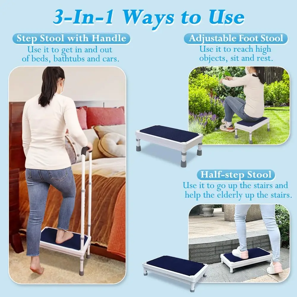 Bedside Steps For High Beds For Elderly Adults One Step Stool With Handle Suv Car Stepping Stool Seniors Stand Assist Aid