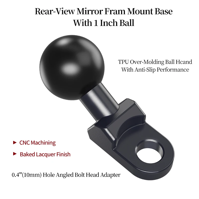 Lanparte Motorcycle Rearview Mirror Base Mount with 1 inch/ 2.54mm Ball Head Joint for Rear Mirror Base Adapter