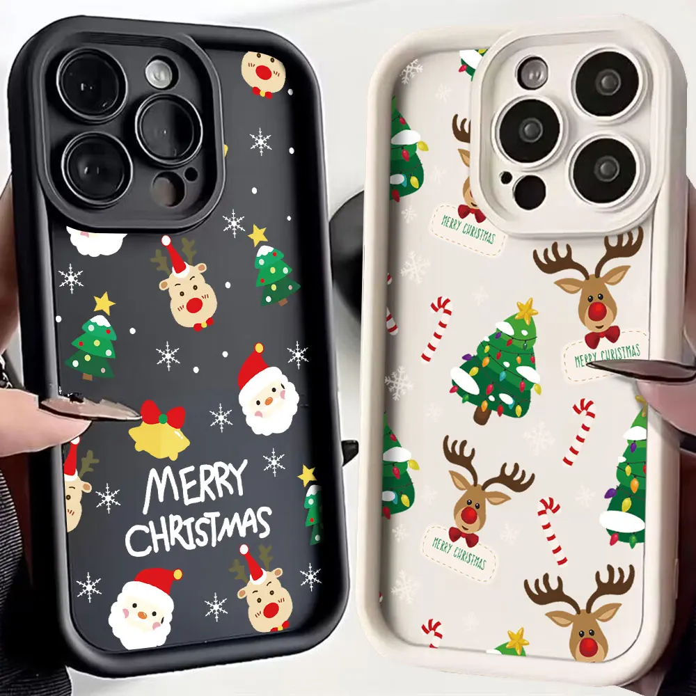 Santa Claus Elk Snowman Christmas Phone Case For Xiaomi Redmi Note 9 9S 10 10C 11 12 12C 13 13C 14C A3 K30 Pro Plus 4G 5G Cover