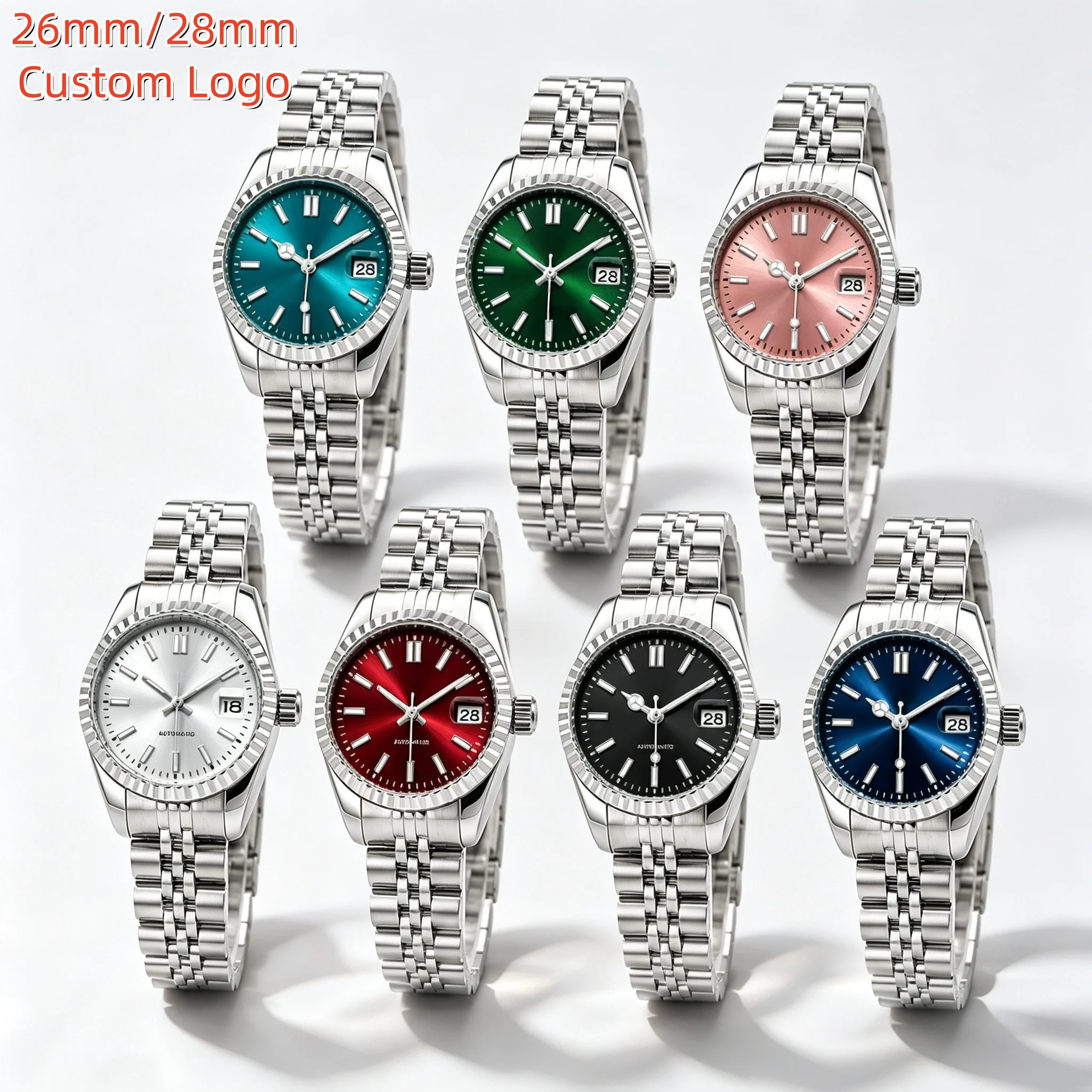Custom 26mm/28mm Small Case Women Mechanical NH05 Automatic Watch Waterproof Luminous Sapphire Glass Business Elegant Lady Watch