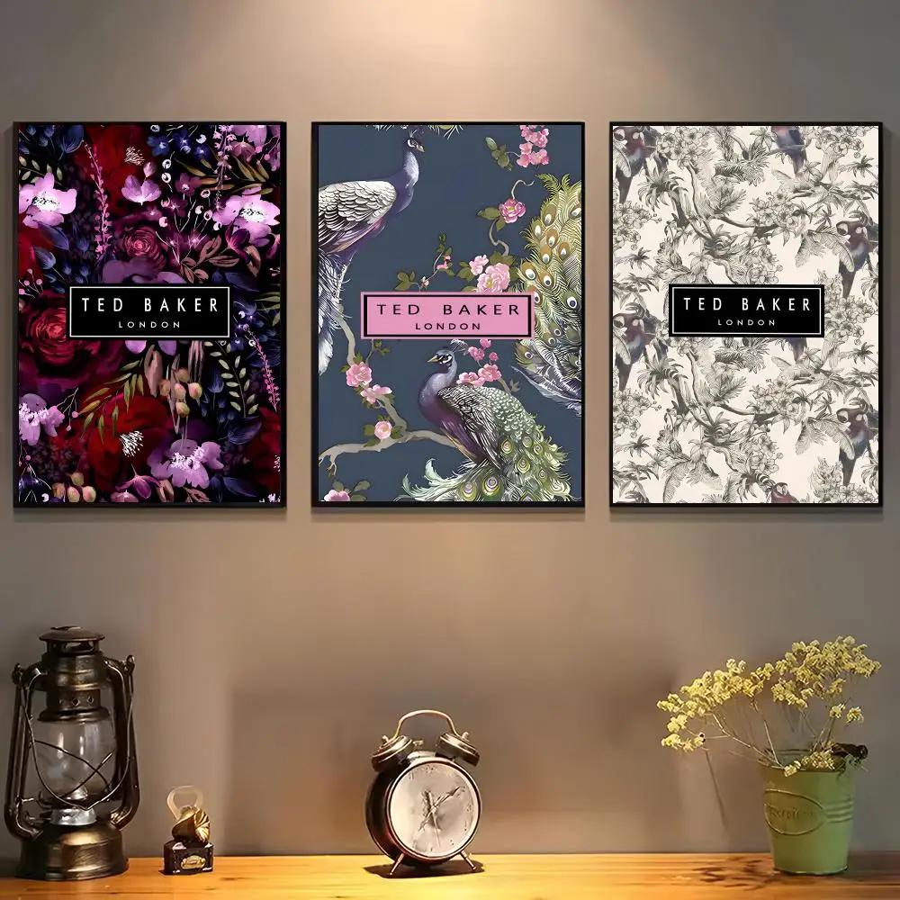 TedS Fashion Flower Design-Ba-kers Poster For Self-adhesive Art Waterproof Paper Sticker Coffee House Bar Room Wall Decor