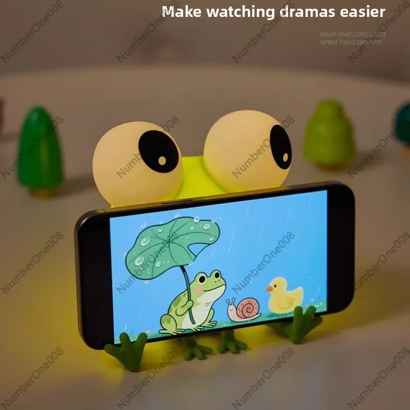 Frog Silicone Tap Light Night Lamp For Kids Bedroom Cute Touch Sensor Nightlight Children Gift view 3