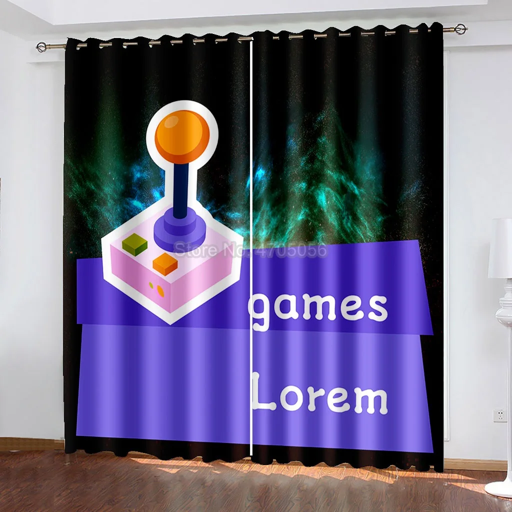 New Gamepad Shading Window Drapes for Bedroom Living Room Cartoon Curtain Blackout Insulation Polyester Decor Boys Girls Gifts