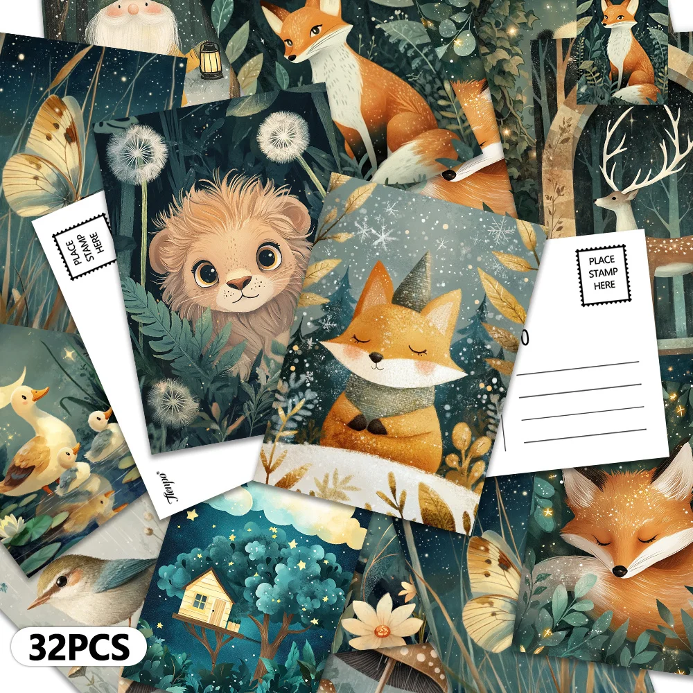 

32pcs, Dark Night Forest postcards, decoration/greeting cards/postcards, high-resolution printing, collectible and mailable