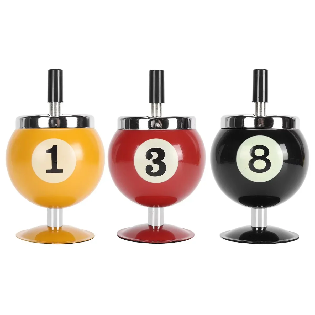 Decorative Billiard Ashtray with Lid, Windproof Automatic Extinguishing Cigar Ashtray for Home Bar KTV Restaurant Decor