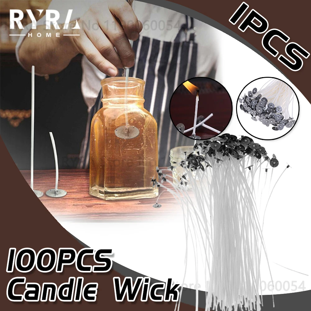 100PCS 2.5-20cm Candle Wicks Smokeless Wax Pure Cotton Core For DIY Candle Making Pre-Waxed Wicks Birthday Decor Party Supplies