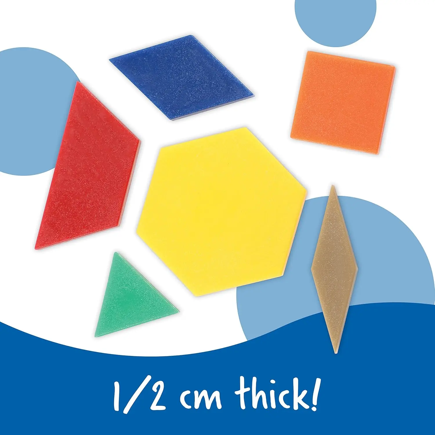 Plastic Pattern Blocks - Set of 250, Ages 3+, Shape Games for Preschoolers, Homeschool Supplies, Shape Manipulatives for Kids,Ba