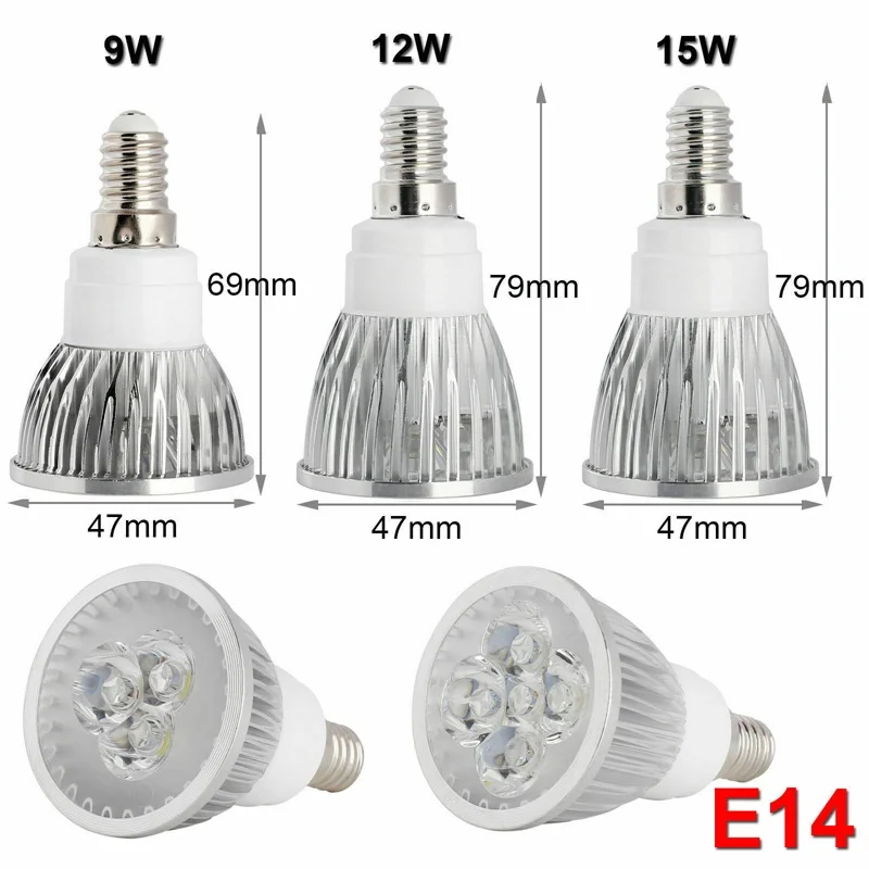 Dimmable 9W 12W 15W GU10 MR16 E27 E14 LED Bulb 85-265V LED Lampada Led Spotlight Warm / Netural / Cold White LED lamp 110V 220V