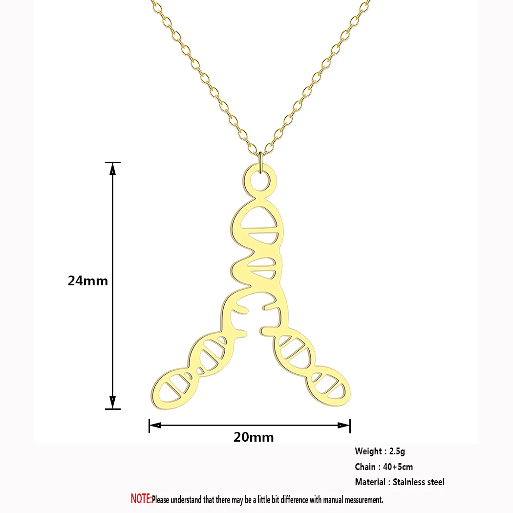 Kinitial Handmade Science DNA Stainless Steel Necklace For Women Vintage Biology Pendant Necklace Teacher Gift