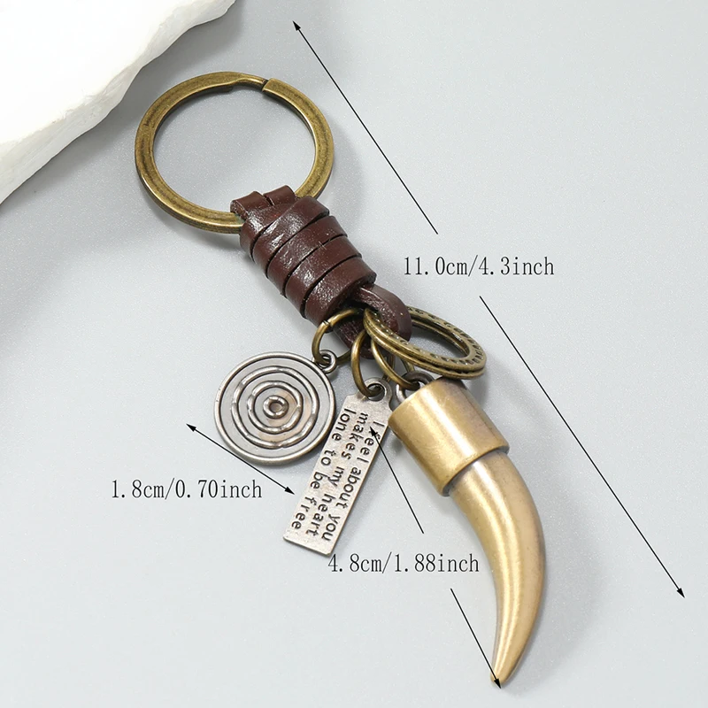 Vintage metal key rings Charm Holder leather keychain