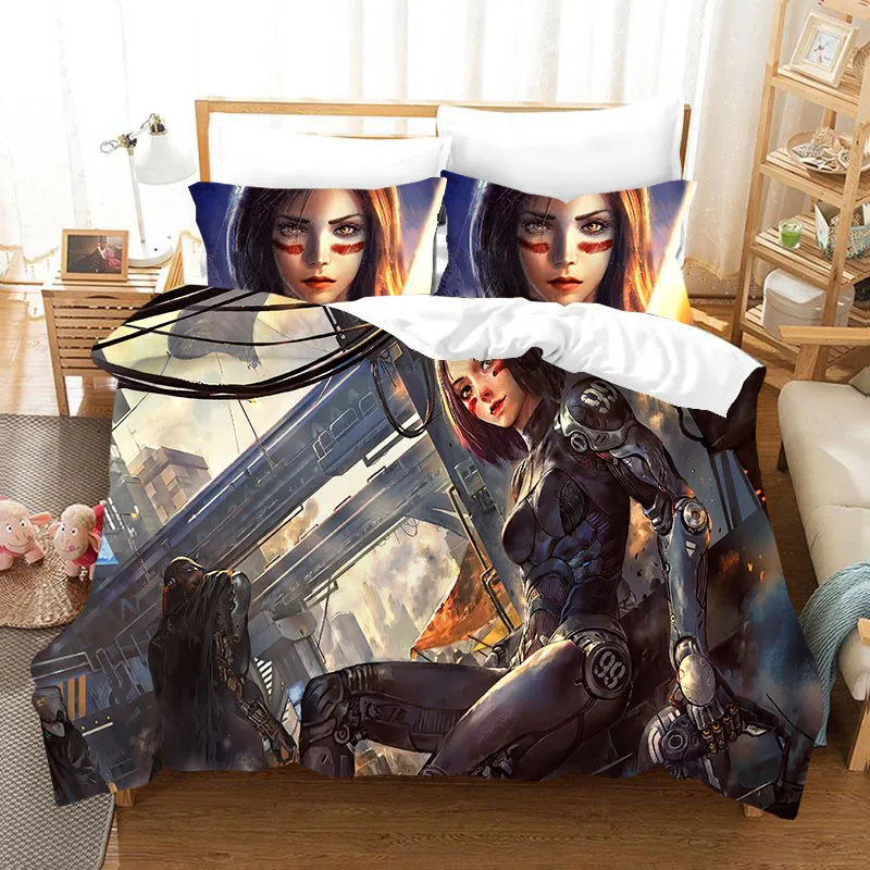 

Anime Movie ALITA Battle Angel 2_3pcs Bedding Set Boys Girls Twin Queen Size Duvet Cover Pillowcase Bed Kids Adult Home Textiles