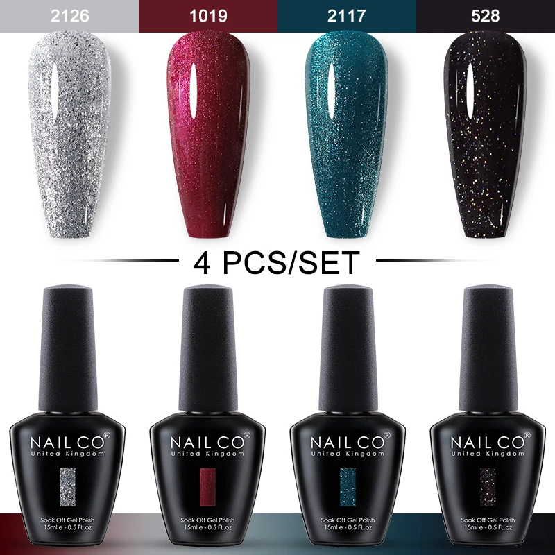 NAILCO 15ml Gel Nail Polish 4pcs/Set Purple Colors UV Gel Nail Polish Kit Blue Nail Art Design Vernis Nail Lakiery Esmalte Paint