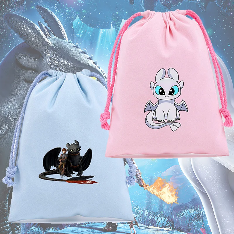 Сумка на шнурке серии Toothless, мультяшная сумка для конфет и закусок Night Fury, милый кабель для передачи данных, сумки для хранения Power Bank, подарок на день рождения