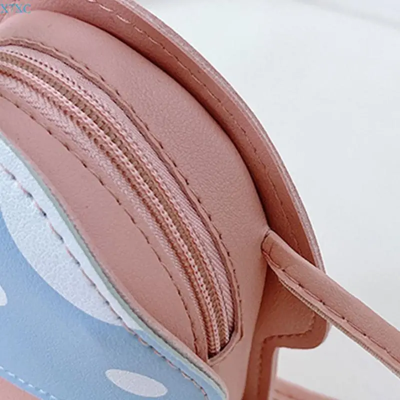 X7XC حقيبة صغيرة أنيقة على شكل فطر للفتيات محفظة كتف أنيقة من جلد البولي يوريثان مع سحاب آمن #2