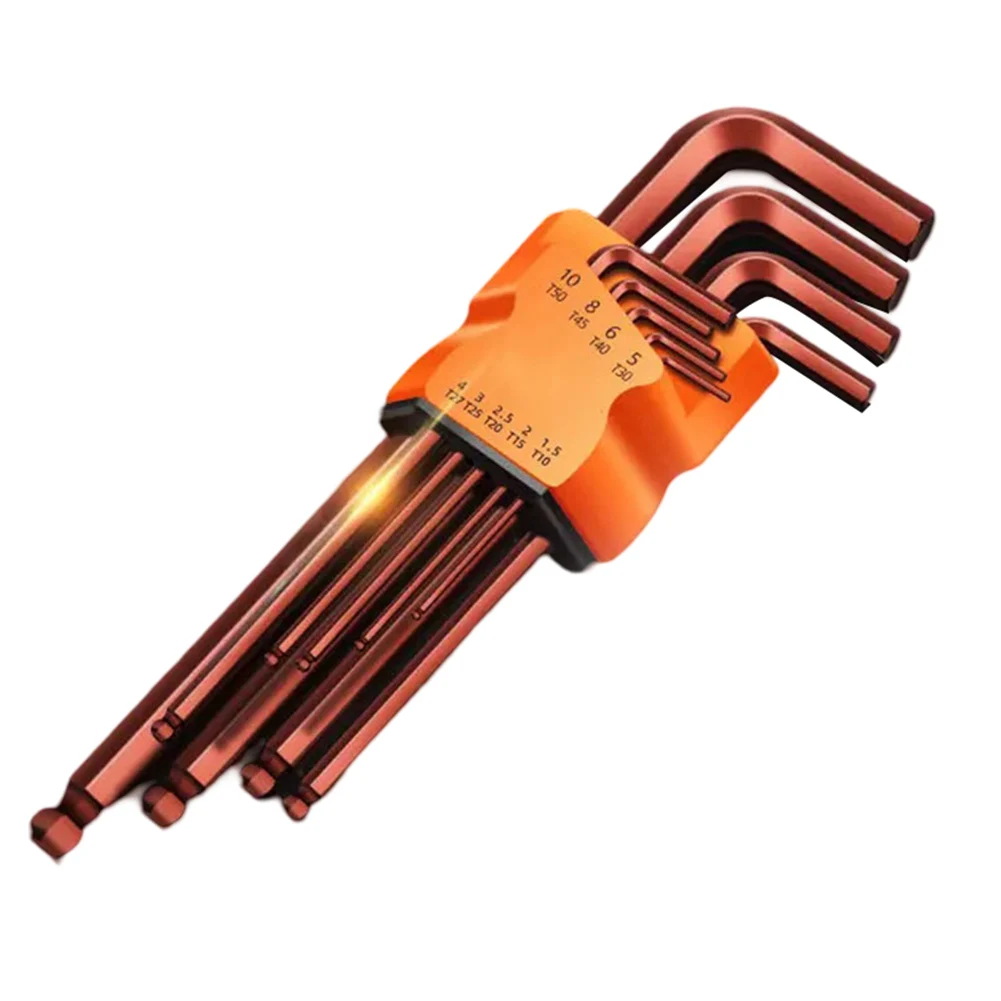 Projetos diy conjunto de chave sextavada de 9 peças ferramenta de reparo doméstico processo de corte quente de aço de alto carbono bordas precisas bordas suaves