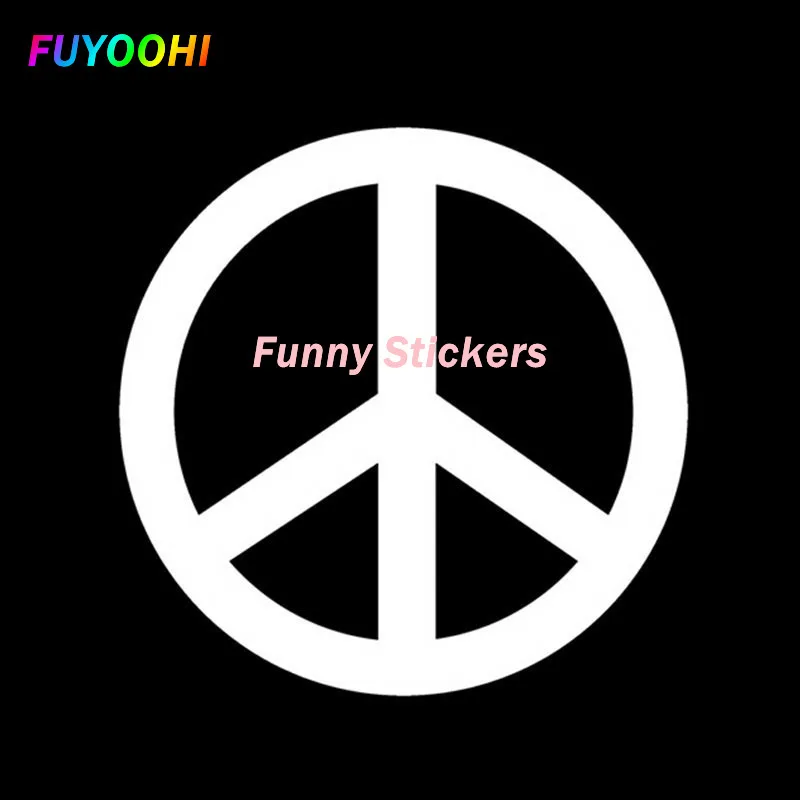 FUYOOHI Play Stickers Personality PEACE Sign Bumper Sticker Anti-nuclear War Cartoon Logo Body Decoration Pvc Car Sticker Decals