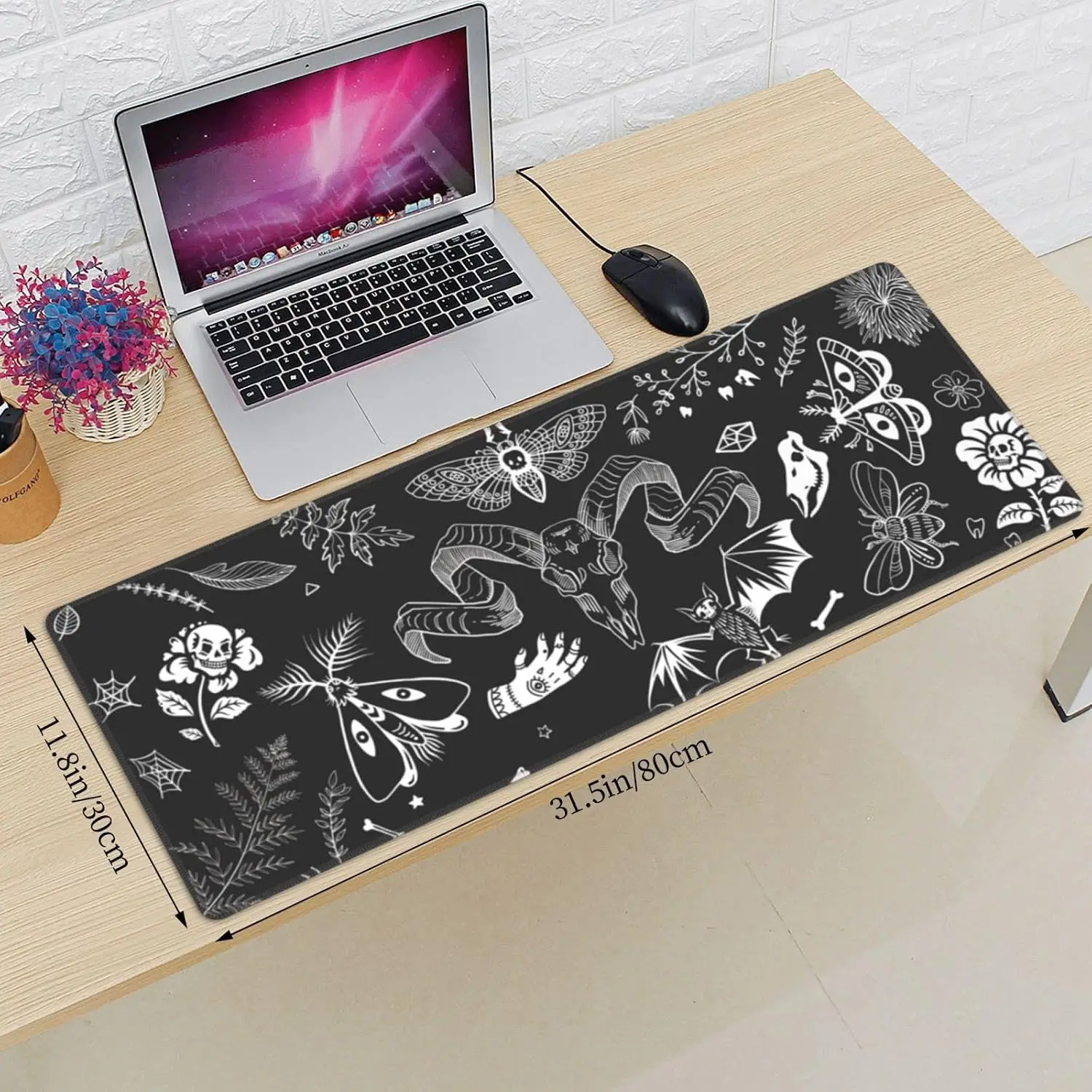 1Pcs Mouse Pads XXL Mouse Pads 900x400mm Witch Skeleton Goat Gaming Large Extended Non Slip Rubber Base Desk Mat Stitched Edge