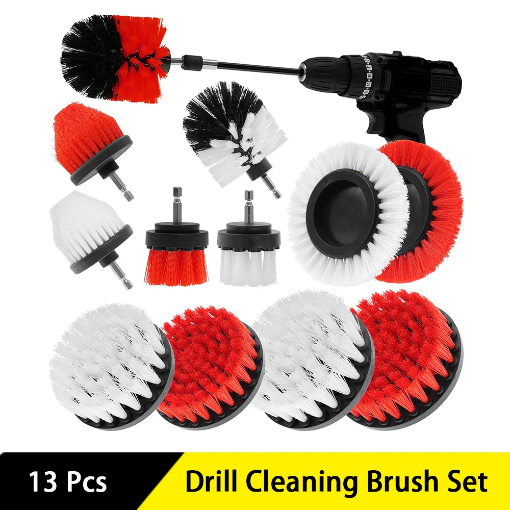 

Drill Cleaning Brush Set 13 Pcs Power Cleaning Scrub Brush Kit for Cleaning Bathtub Car Boat Motorcycle Bathroom Surface Kitchen